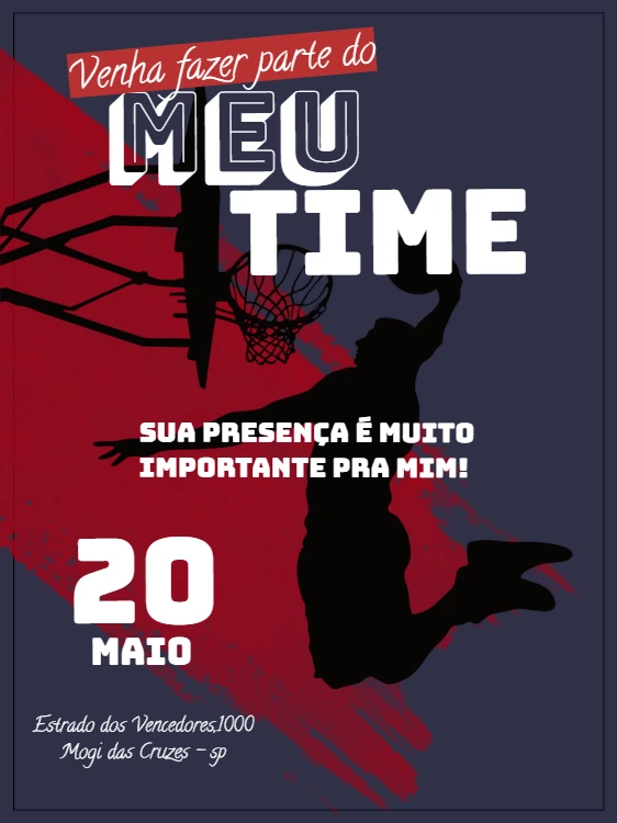 Convite de Aniversário Basquete para Editar Online