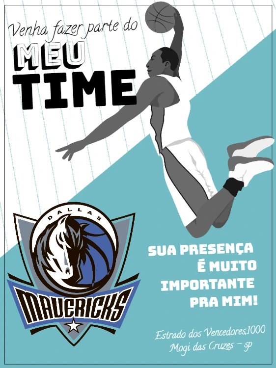 Convite de Aniversário Basquete Mavericks para Editar