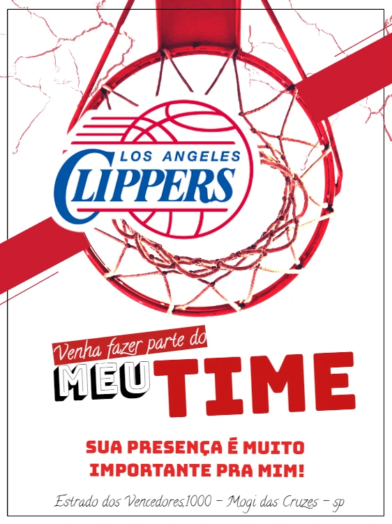 Convite de Aniversário Basquete Clippers para Editar Online