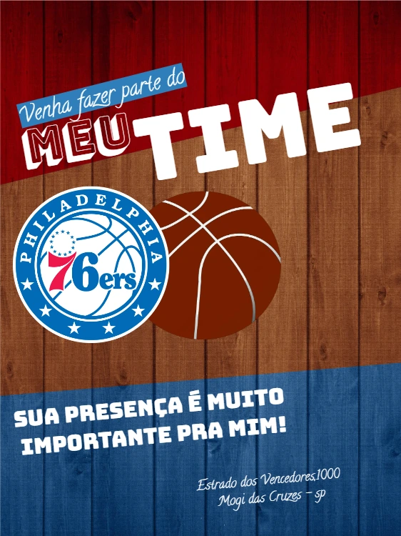 Convite Aniversário Basquete Philadelphia 76ers para Editar