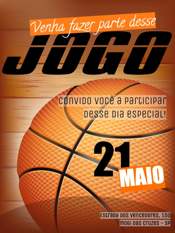 Convite de Aniversário Basquete para Editar Online