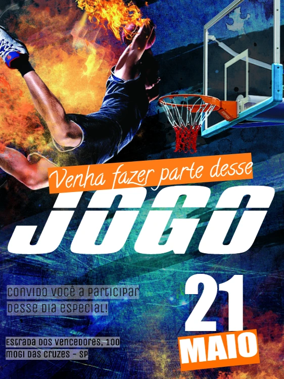 Convite de Aniversário Basquete com Jogador para Editar Online