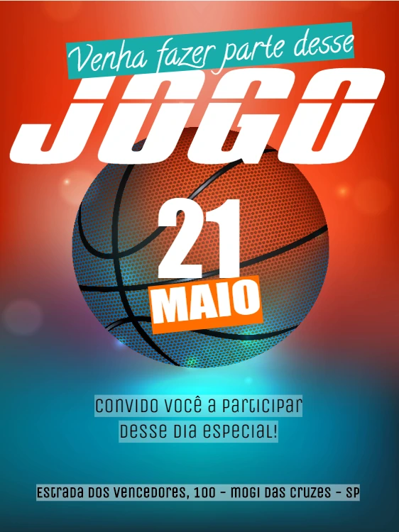 Convite de Aniversário Basquete para Editar e Imprimir Online