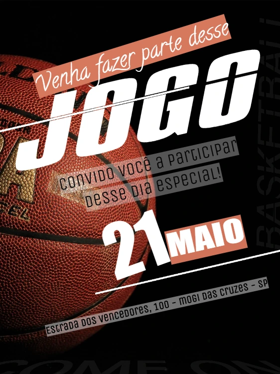 Convite de Aniversário Basquete Editável para Enviar Online