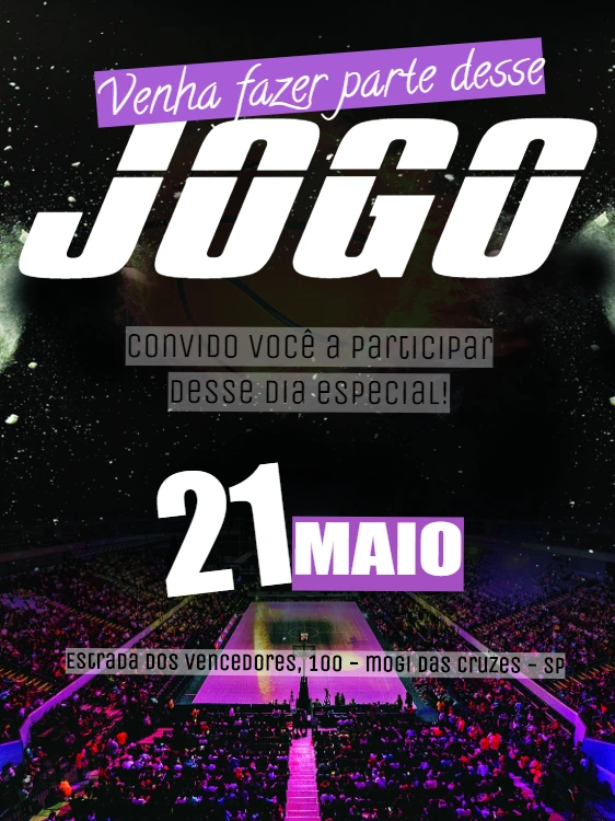 Convite de Aniversário Tema Basquete Estádio para Editar Online