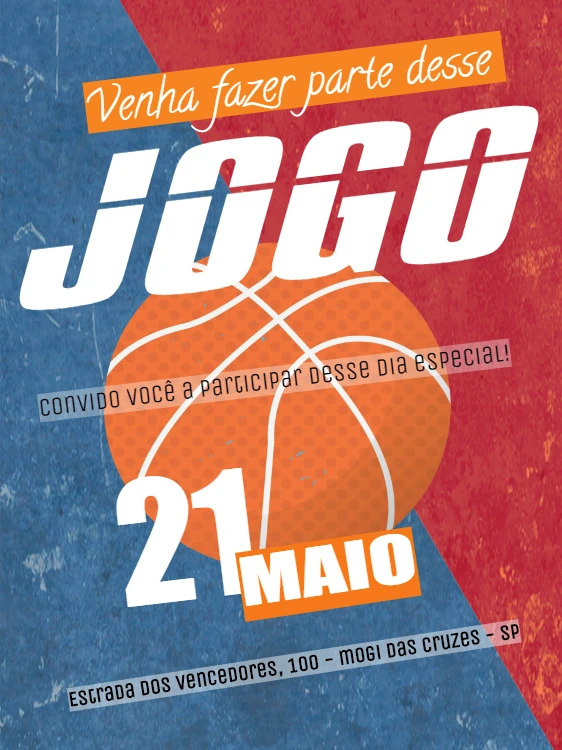 Convite de Aniversário Basquete Esportivo para Editar Online