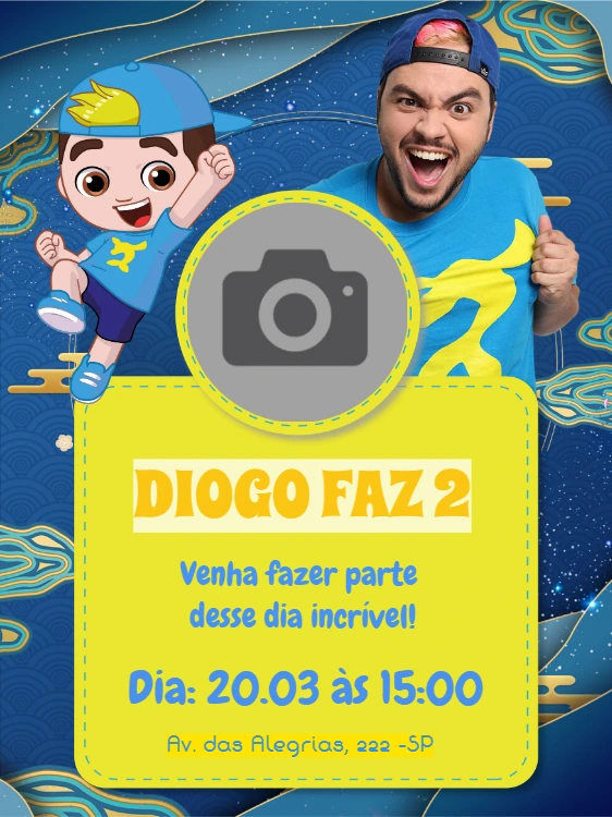Convite Aniversário Luccas Neto com Foto para Editar Online