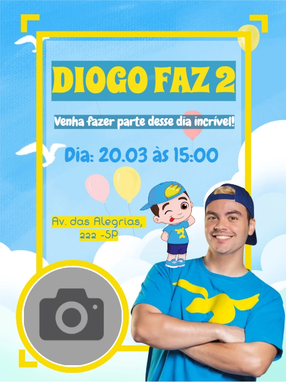 Convite Aniversário Luccas Neto com Foto para Editar Online