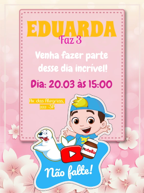Convite de Aniversário Luccas Neto para Editar Online