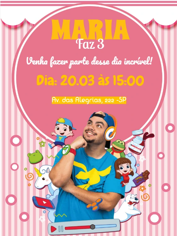 Convite Aniversário Luccas Neto com Aventureiros para Editar
