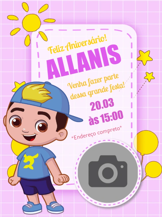 Convite de Aniversário Luccas Neto com Foto para Editar Online