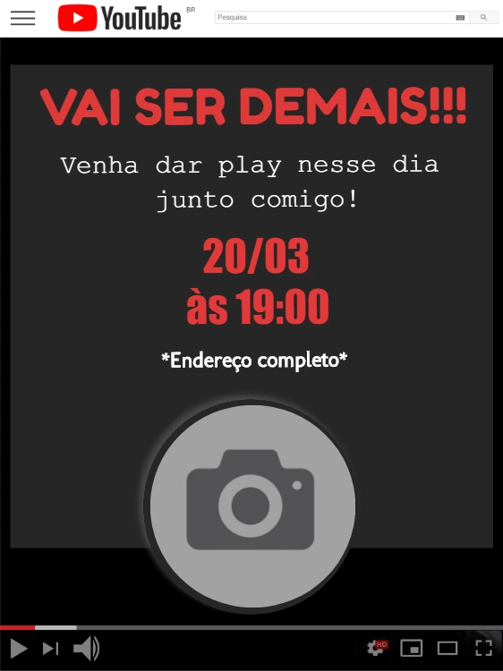Convite de Aniversário Youtuber com Foto para Editar Online