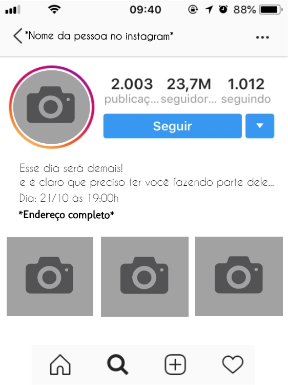 Convite de Aniversário Estilo Feed de Rede Social para Editar