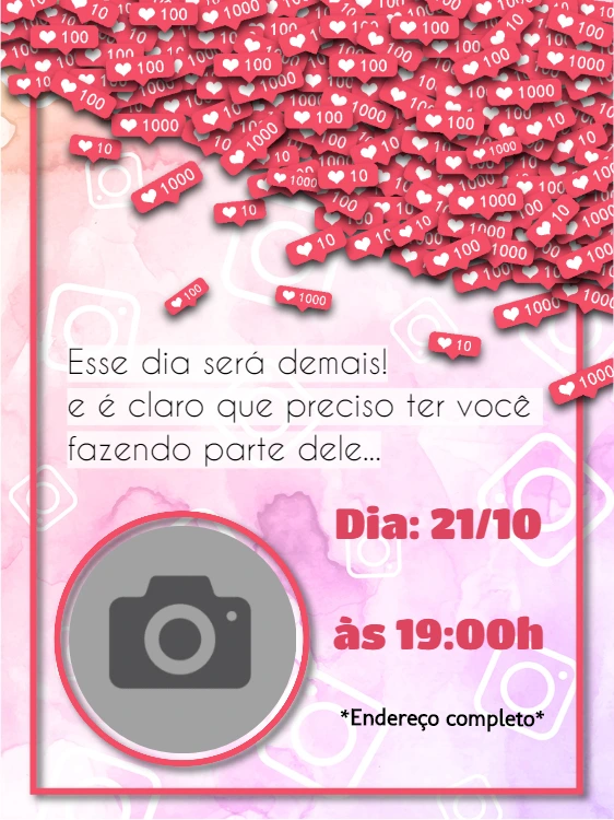 Convite Aniversário Influencer com Foto para Editar Online