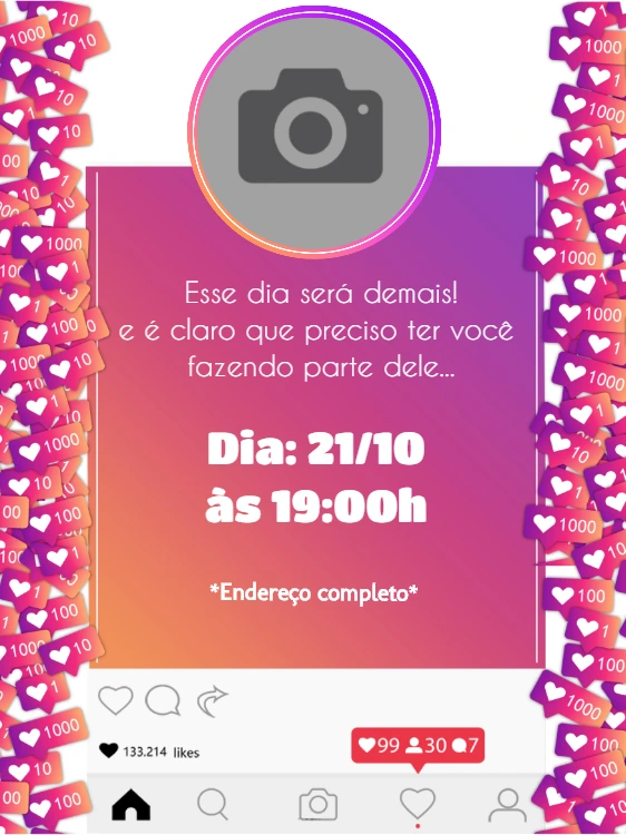 Convite Aniversário Influencer com Foto para Editar Online