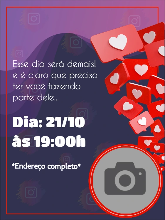 Convite de Aniversário Influencer com Foto para Editar Online