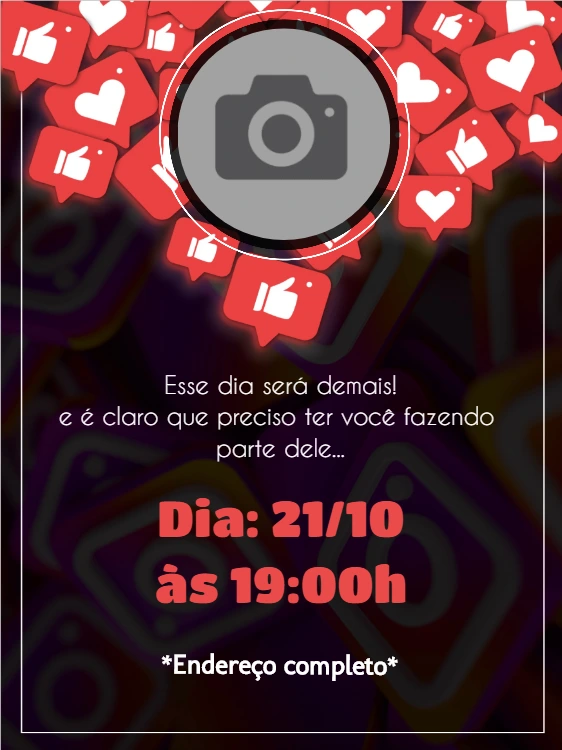 Convite de Aniversário Influencer com Foto para Editar Online
