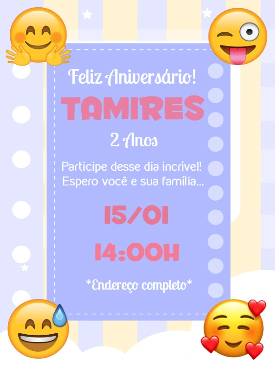 Convite de Aniversário Emoji Divertido para Editar Online