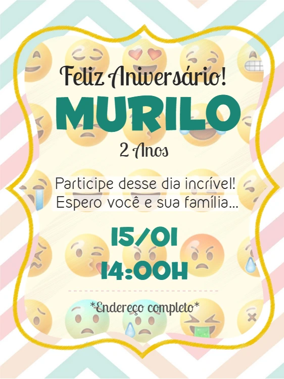 Convite de Aniversário Emoji Divertido para Editar Online