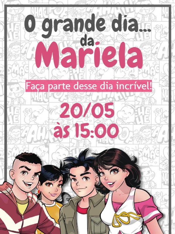 Convite Aniversário Turma da Mônica Jovem para Editar Online