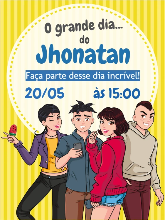 Convite de Aniversário Turma da Mônica Jovem para Editar