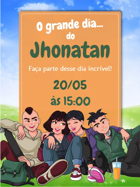 Convite de Aniversário Turma da Mônica Jovem para Editar Online