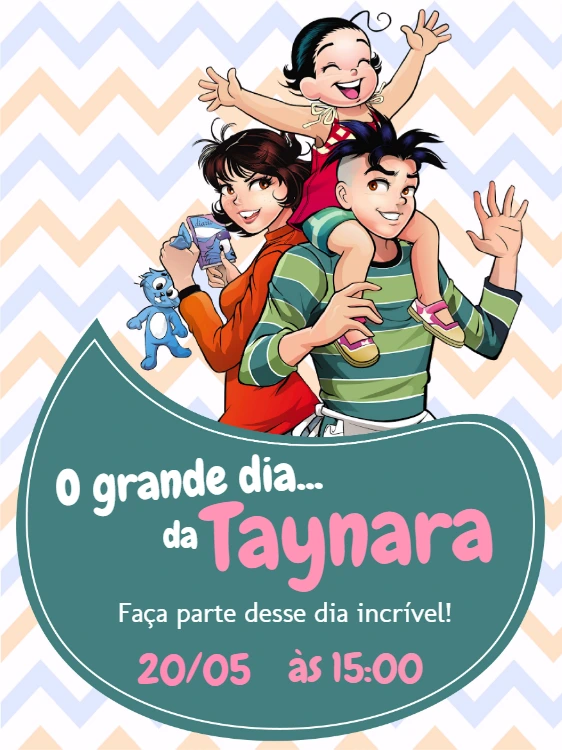 Convite de Aniversário Turma da Mônica Jovem para Editar