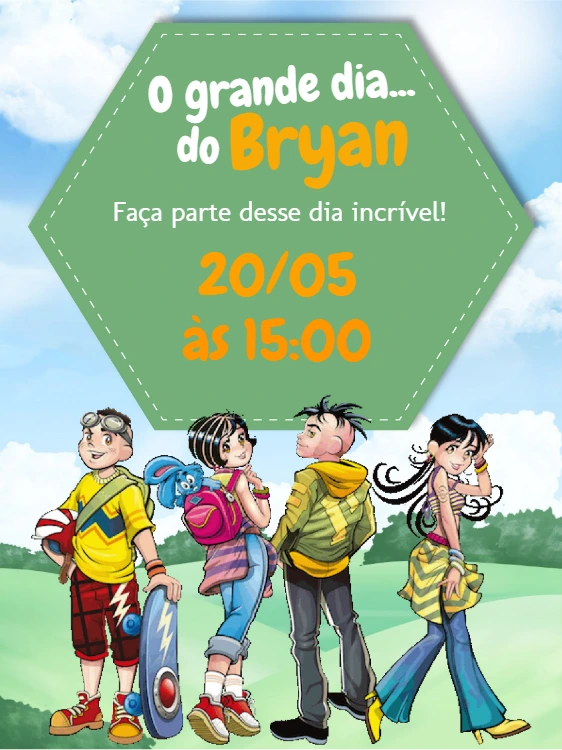 Convite de Aniversário Turma da Mônica Jovem para Editar