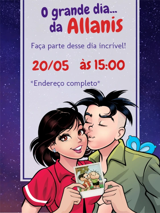 Convite de Aniversário Turma da Mônica Jovem para Editar Online