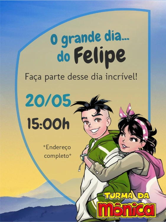 Convite de Aniversário Turma da Mônica Jovem para Editar Online