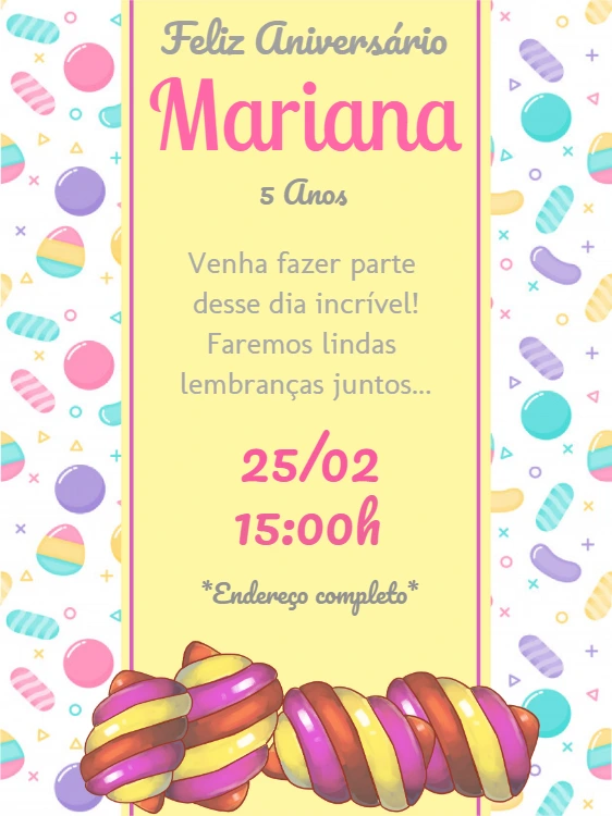 Convite de Aniversário Marshmallow Editável Online