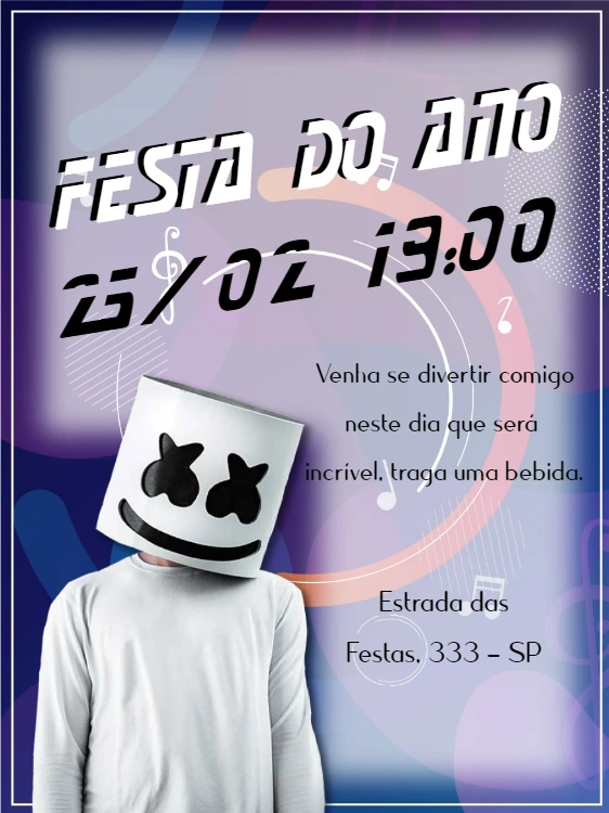 Convite de Aniversário Tema DJ para Editar e Enviar Online