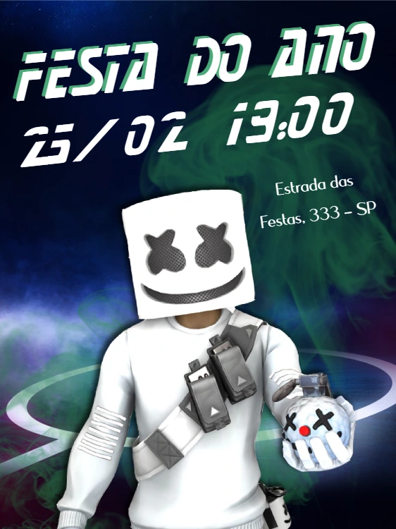 Convite de Aniversário DJ Marshmallow para Editar Online