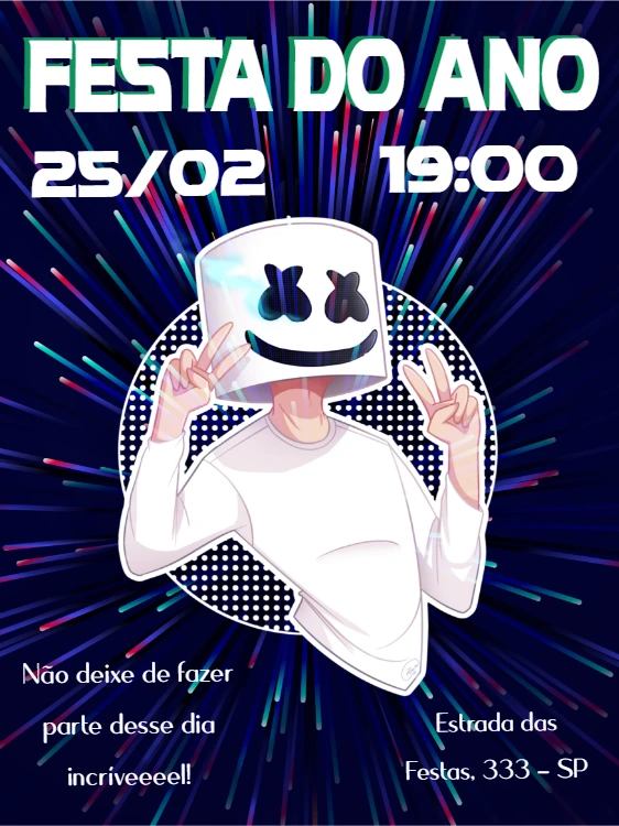 Convite de Aniversário DJ Marshmallow para Editar Online