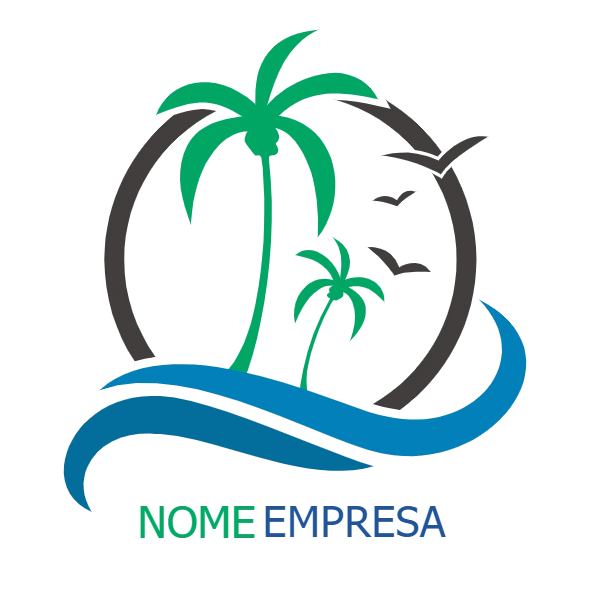 Logo Tropical com Coqueiros para Editar Online