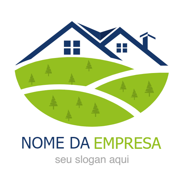 Logo Imobiliária com Casas e Colinas para Editar Online
