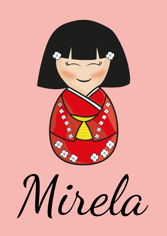 Quadro Kokeshi Personalizável com Nome para Editar Online