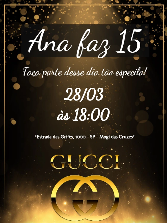 Convite de Aniversário Tema Grife de Luxo para Editar Online