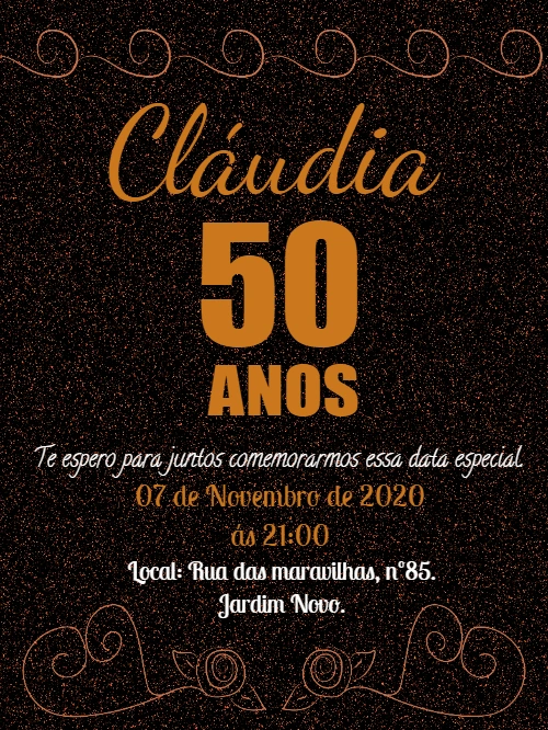 Convite de Aniversário 50 Anos Elegante para Editar Online