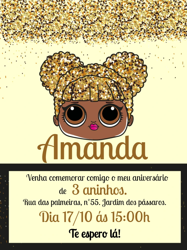 Convite Aniversário Queen Bee Lol Surprise para Editar Online