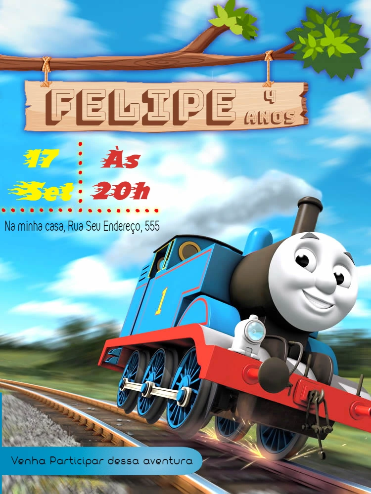 Convite Aniversário Thomas e Seus Amigos para Editar Online