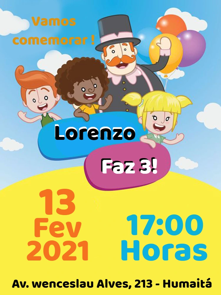 Convite de Aniversário Mundo Bita com a Turma para Editar Online