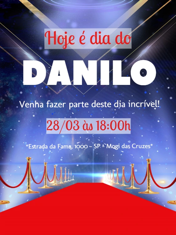 Convite Aniversário Tapete Vermelho para Editar Online