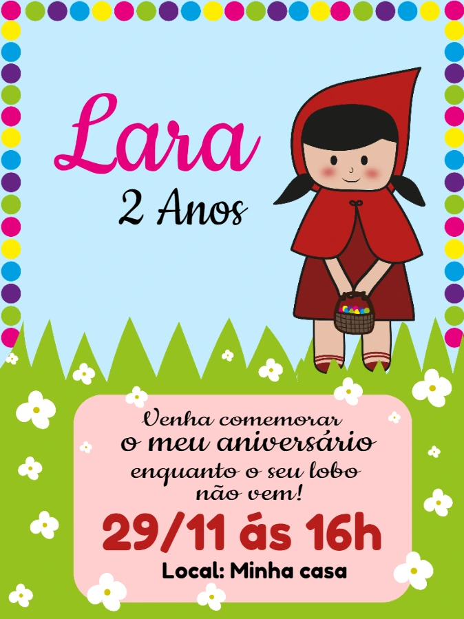 Convite Aniversário Chapeuzinho Vermelho Editável Online