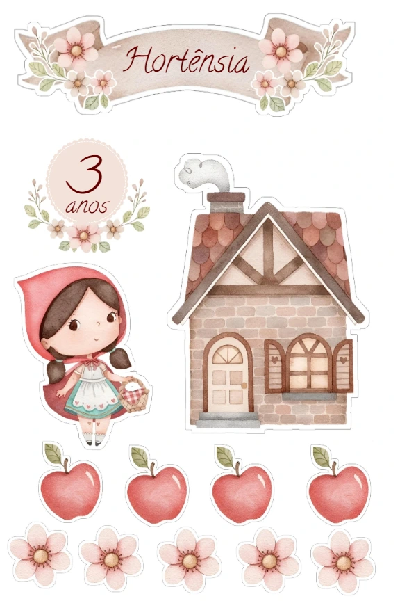 Topo de Bolo Chapeuzinho Vermelho para Editar e Imprimir