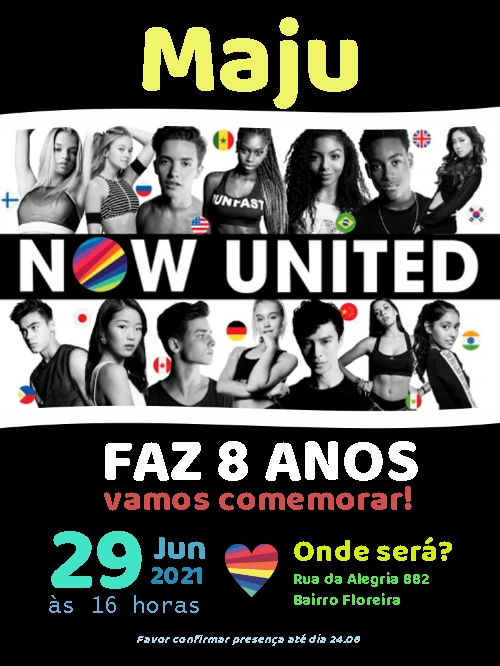 Convite de Aniversário Now United para Editar Online
