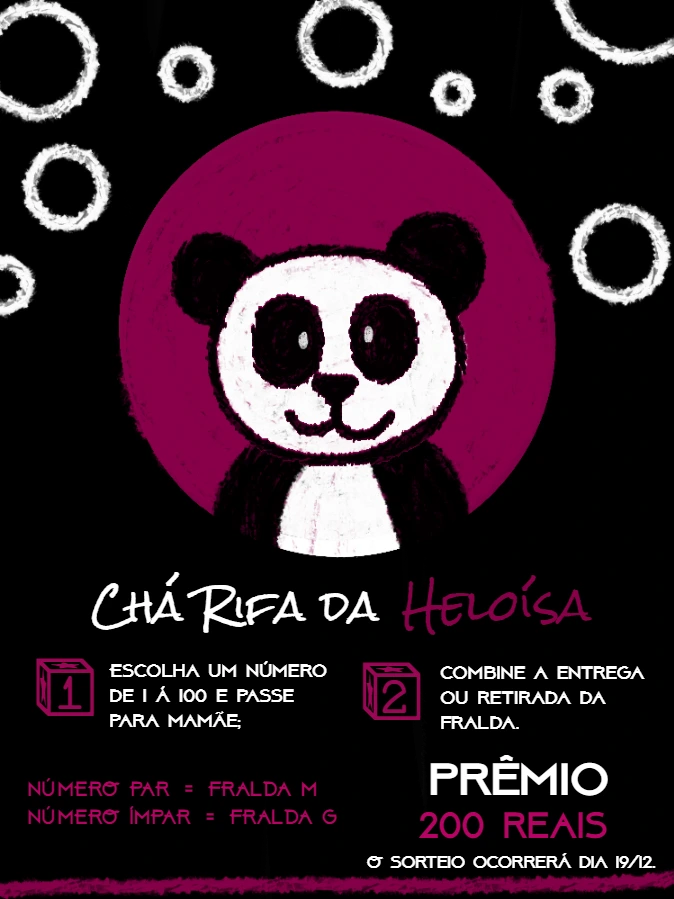 Convite Chá Rifa Panda Fofo para Editar Online