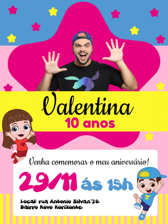 Convite de Aniversário Luccas Neto Editável Online