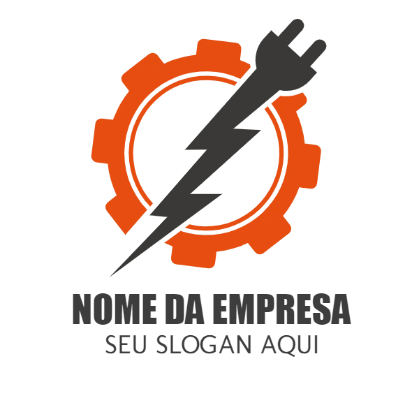 Logo com Engrenagem e Raio para Editar Online
