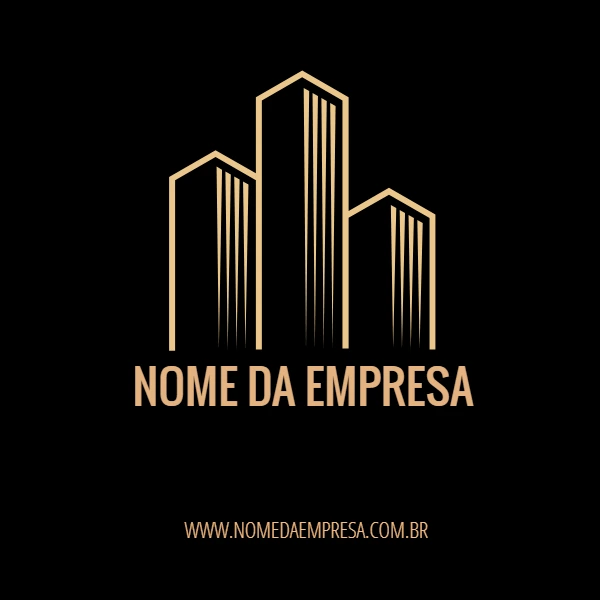 Logo para Imobiliária com Prédios Dourados Editável Online